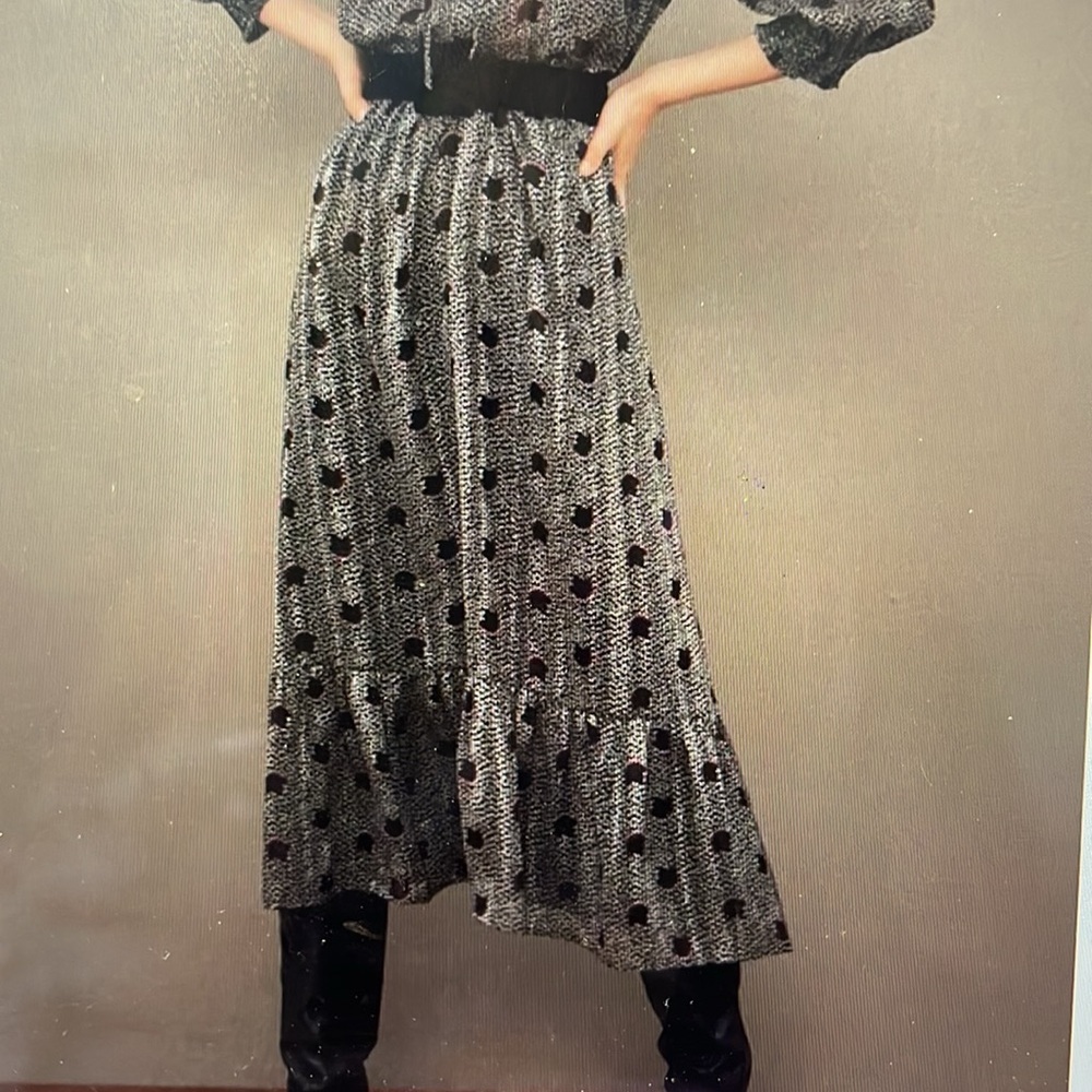 Ba&sh Jupe Pomeo Black and White Polka Dot midi Skirt